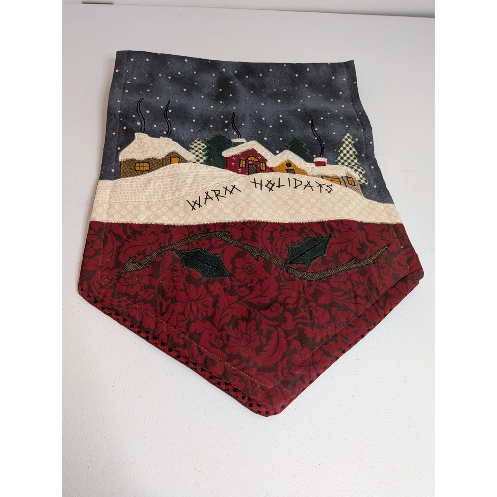 Quilted Christmas Table Topper Runner Warm Holidays Red Green Gold